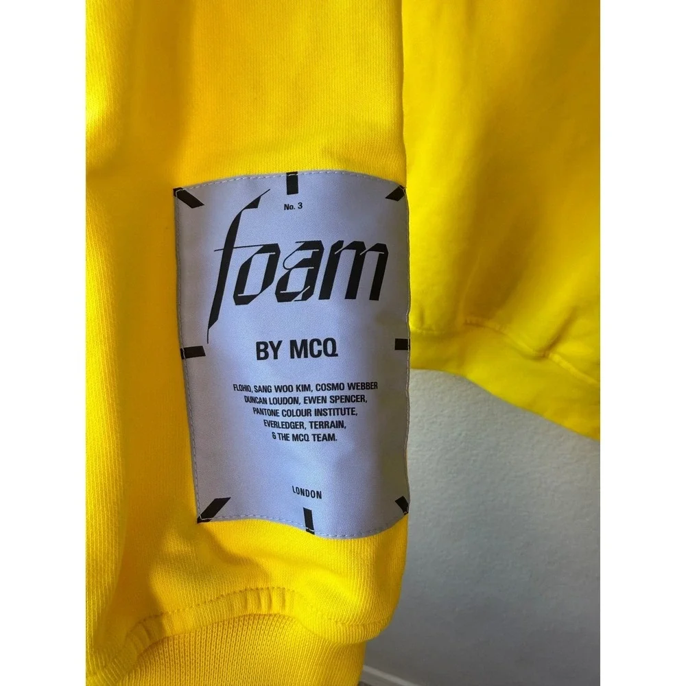 McQ Alexander McQueen FOAM Overnight Yellow Graphic Hoodie XS New Cyberpunk
